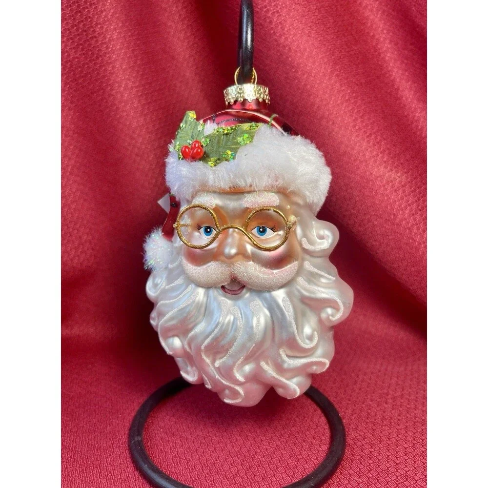NWT Blown Glass 7.5 In. SANTA Christmas Ornament NEW